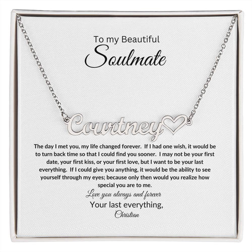 To My Soulmate | Name Necklace with Heart