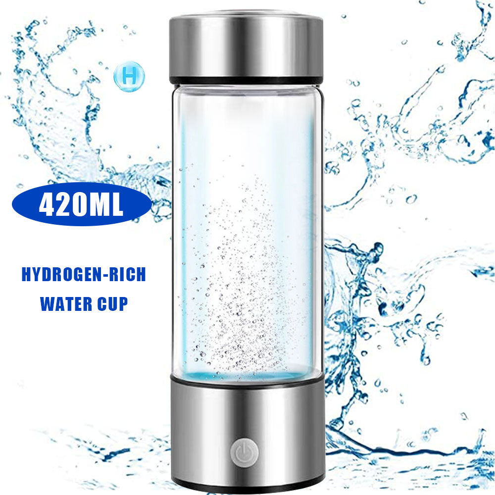Hydrogen Generator Glass Water Bottle | Alkaline Ionizer | Portable + Rechargeable