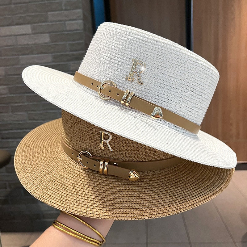 Sun hat R logo straw hat